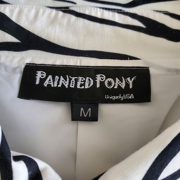 Vintage Painted Pony Zebra Print Crop Jacket Bold Black White Statement Piece M - Picture 2 of 5